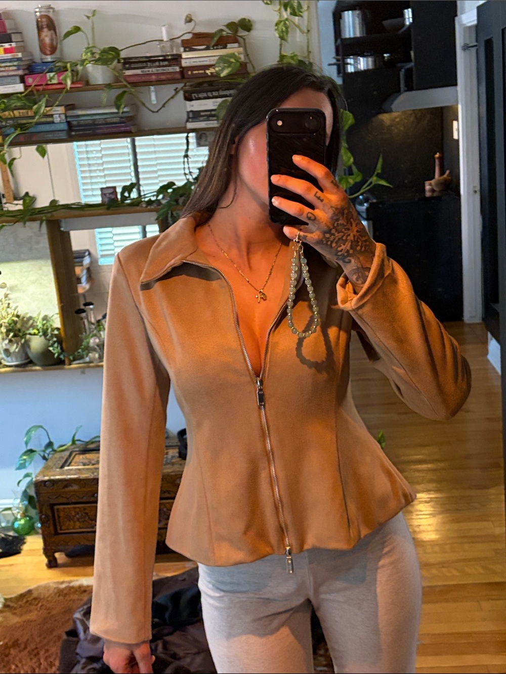 Women's Taupe Zip-Front Jacket